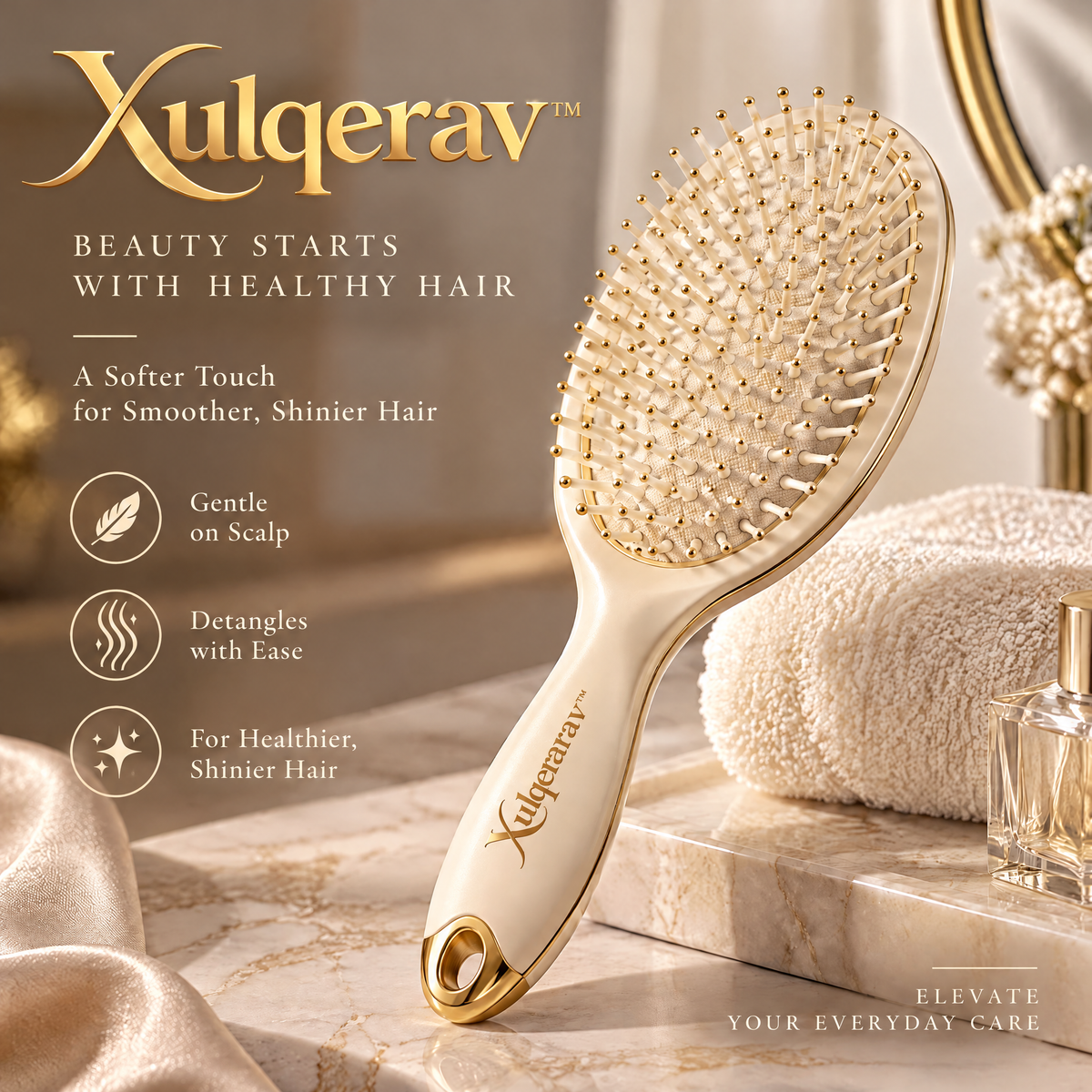 Xulqerav™ Luxury Detangling Cushion Hairbrush – Gentle Scalp Massage Paddle Brush for Smooth, Shiny Hair