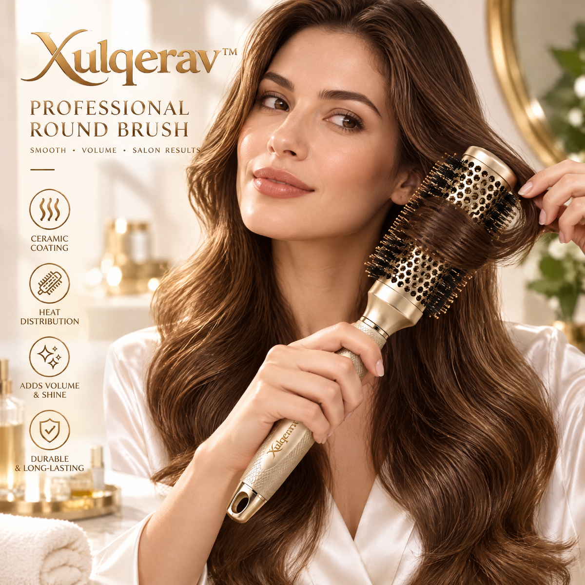 Xulqerav™ Professional Ceramic Thermal Round Brush for Blow Drying, Volumizing, and Styling